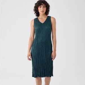 NWT Eileen Fisher Pleated Sleeveless Midi Dress M